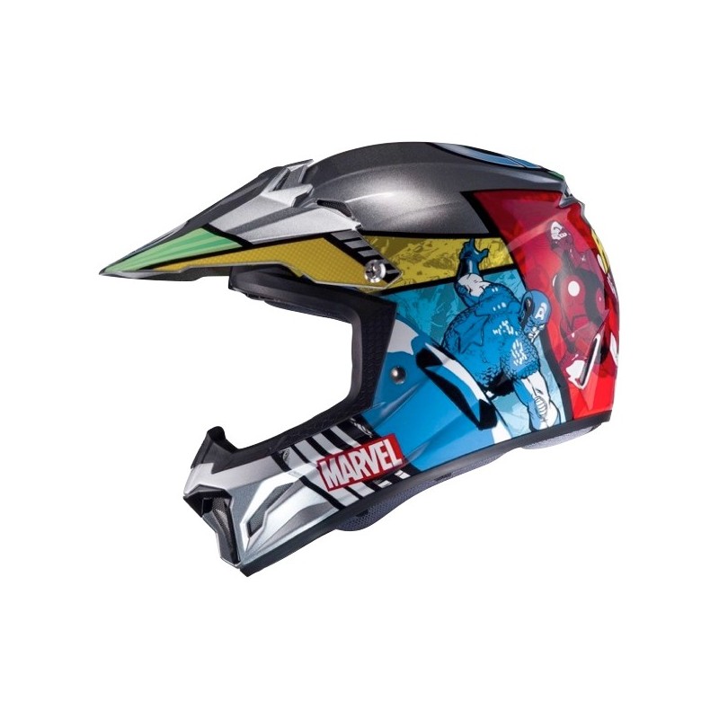 Casque intégral Cross enfant de moto et de scooter CL-XY II Marvel Avengers de chez HJC en MC21 - de profil Casque intégral Cross enfant de moto et de scooter CL-XY II Marvel Avengers de chez HJC en MC21 - de profil